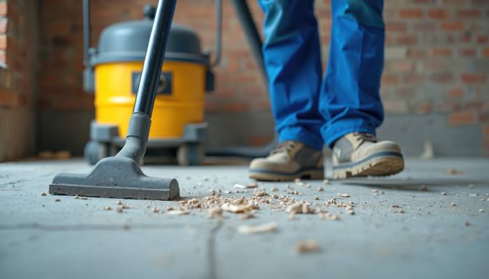 image of a worker doing post construction cleaning