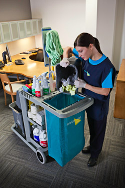 woman emptying trash